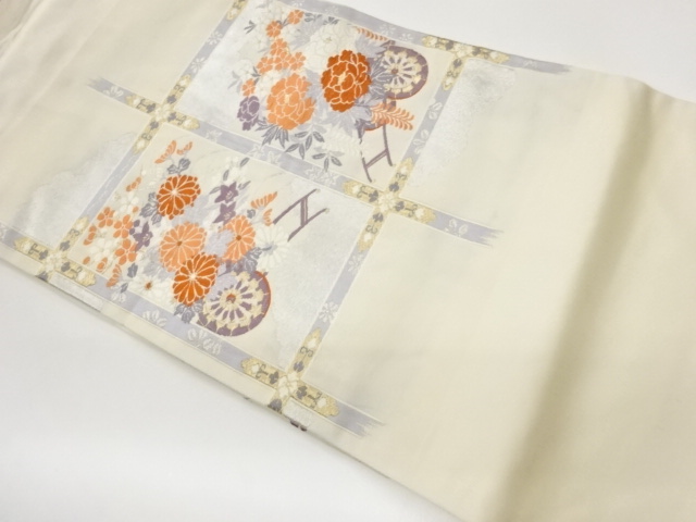 JAPANESE NAGOYA OBI / WOVEN FLORAL CART